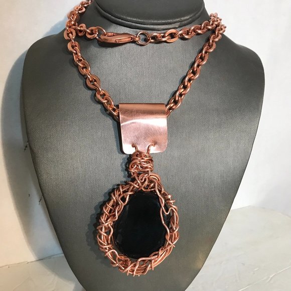 Obsidian Black Copper Heavy Chain Pendant Hip Hop - Picture 9 of 14